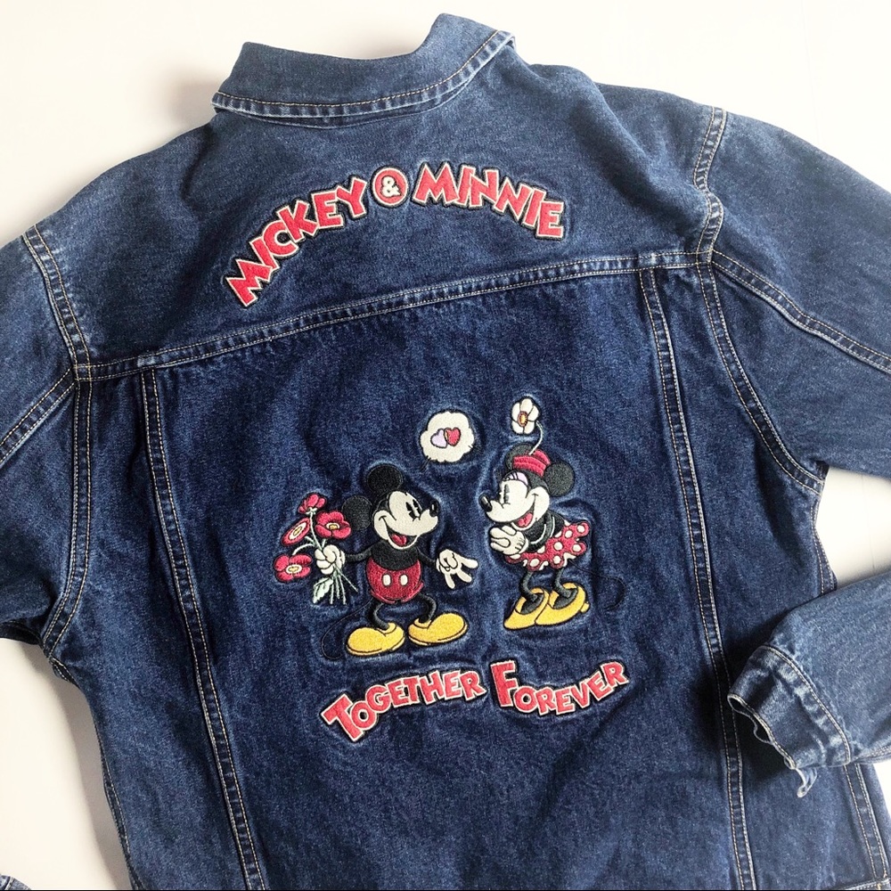 Vintage 90s Disney Store Jean Jacket Mickey Minnie Mouse